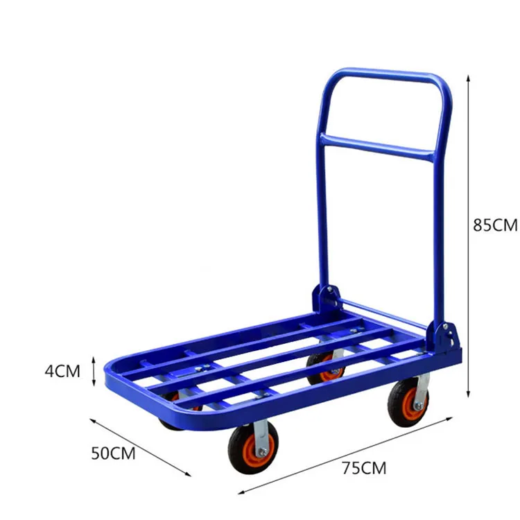 Platform Trolley Square Tube trolley truck foldable and portable mute cargo four-wheel heavy duty truck king large trailer
