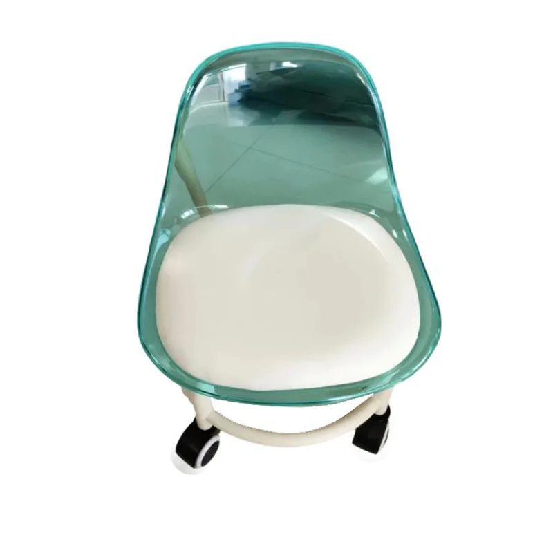 back soft comfortable PU cushion Home lazy acrylic chair With universal wheel Transparent stool trestle Light luxury bench