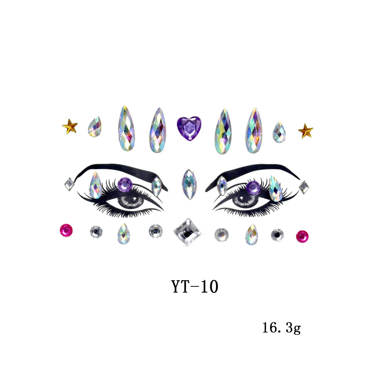 Manufacturer Wholesale Anti-raditation Bling Dancing Face Eye Jewel Sticker Face Diamond Tattoo for Body Decoration