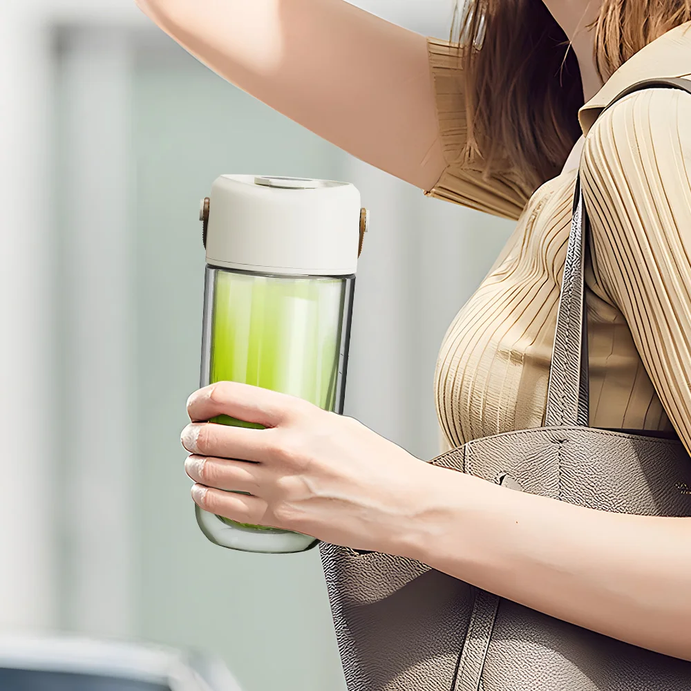 Double Layer Glass Bottle Rechargeable LED Display Portable Blender Fresh Fruit Juicer Mixer Ice Crusher Household Appliance