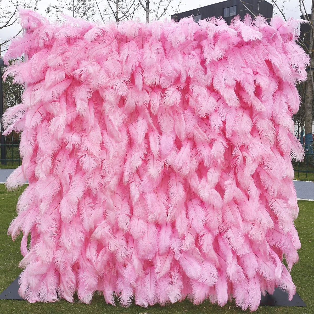 A-701 Wedding Ostrich Feather Wall Decor 5D Wall Fluffy Feather Backdrop Pink Feather Wall