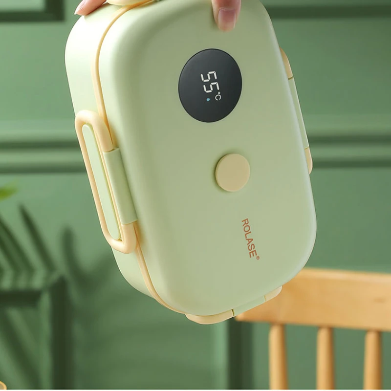 New Bento Box Portable 1000ML Intelligent Temperature Display Thermal Vacuum Warmer Food Containers No Water Electric Lunch Box