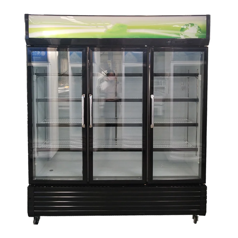 Supermarket frozen food Vertical Display Freezer Upright Freezer Chiller Commercial 3 Glass Door Freezer