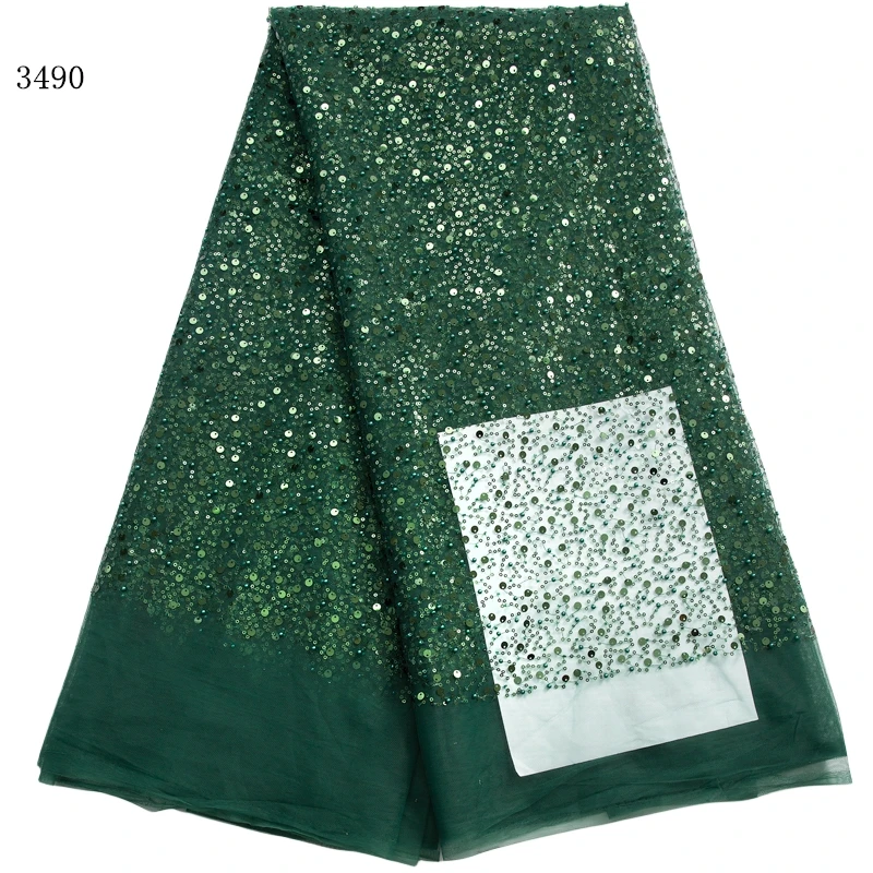 3490 African Sequined Lace Fabric 2023 High Quality French Lace Fabric Nigerian Luxurious Tulle Dress for Women Wedding Party