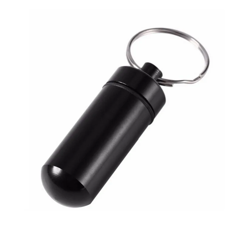Aluminum Keychain Pill Holder Medicine Container with Key Ring Making It a Travel Pill Box Case