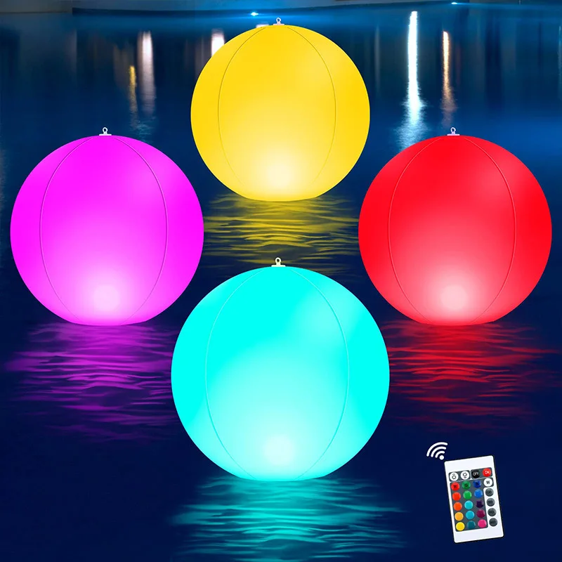 Pool Toys 38cm Light Up Balls 16 Colors Garden Floating Luminous LED ball Beach Lights Remote Control LED Beach Ball