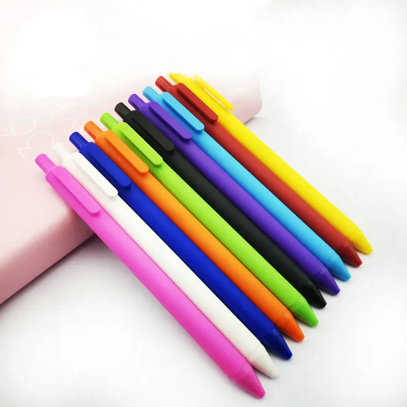 customized good quality gift rubber finished plastic promotional ball pen with custom logo-Black gel ink ball pen