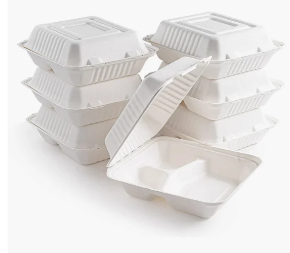 Cheap Sugarcane Bagasse Food Container Disposable Pulp Clamshell