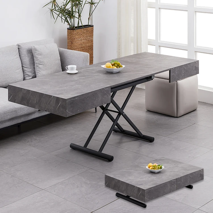 Gomlden 3 in 1 adjustable wooden top expand dining table up to down coffee table space saving living room furniture