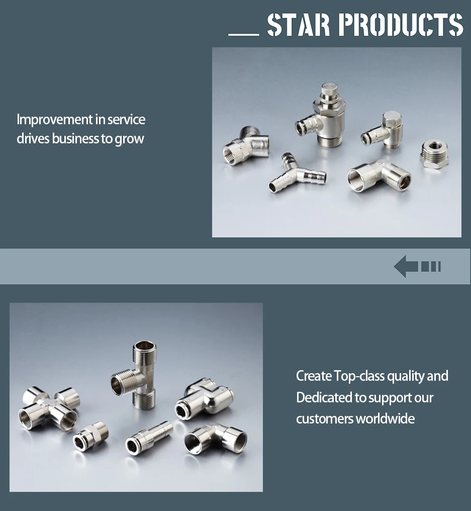 PEFL transition fittings elbow female/male thread brass pneumatic connection