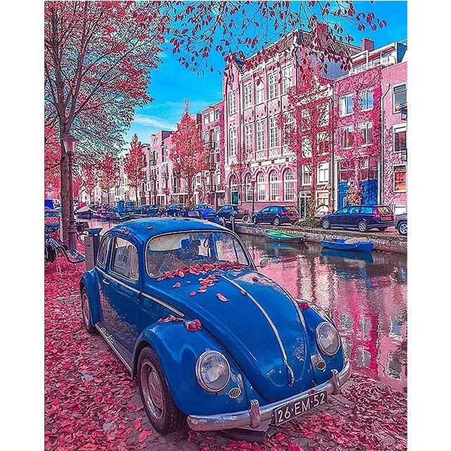 Car Design Oil Paint Painting by Numbers Diy Picture Drawing Coloring on Canvas Hand Wall Number