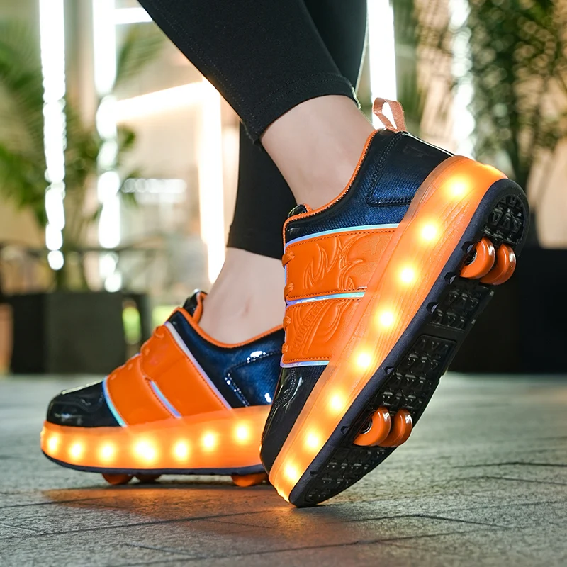 High Quality Usb Rechargeable Led Light Roller Shoes Wheel Skate Sneaker Shoes For Boys Girls Kids