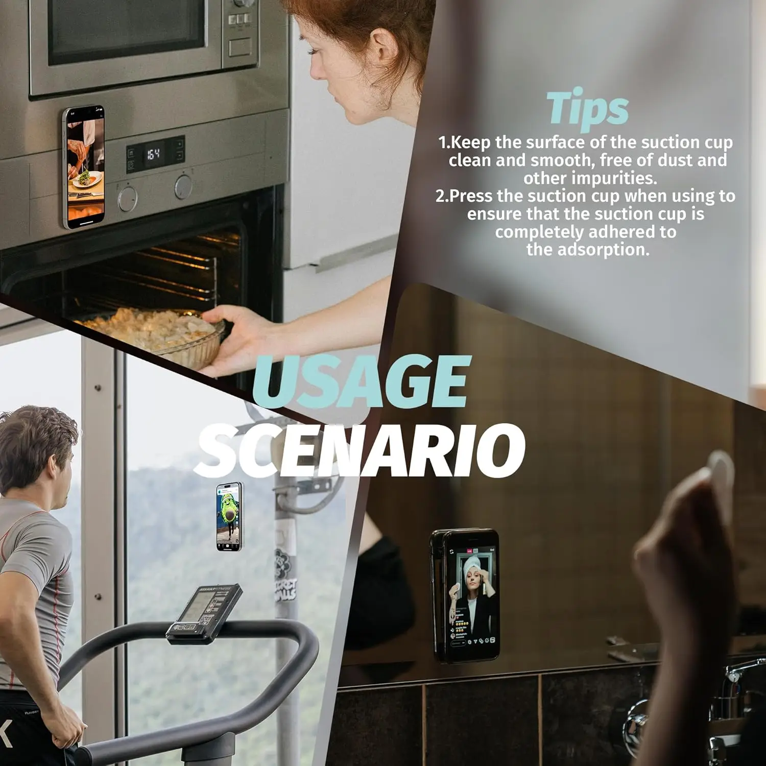 Silicon Sticky Phone Grip with Strong Suction Power Holder Removable and Reusable Suction Cup Phone Mount