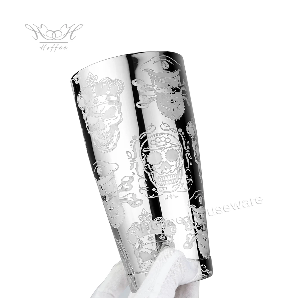 Custom 28/18oz Engraved Boston Cocktail Shaker Weighted Tins Stainless Steel Bar Shaker Kit Martini Mixer Etched Shaker