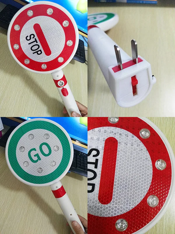 Rechargeable reflective traffic signal road signs led stop and go light