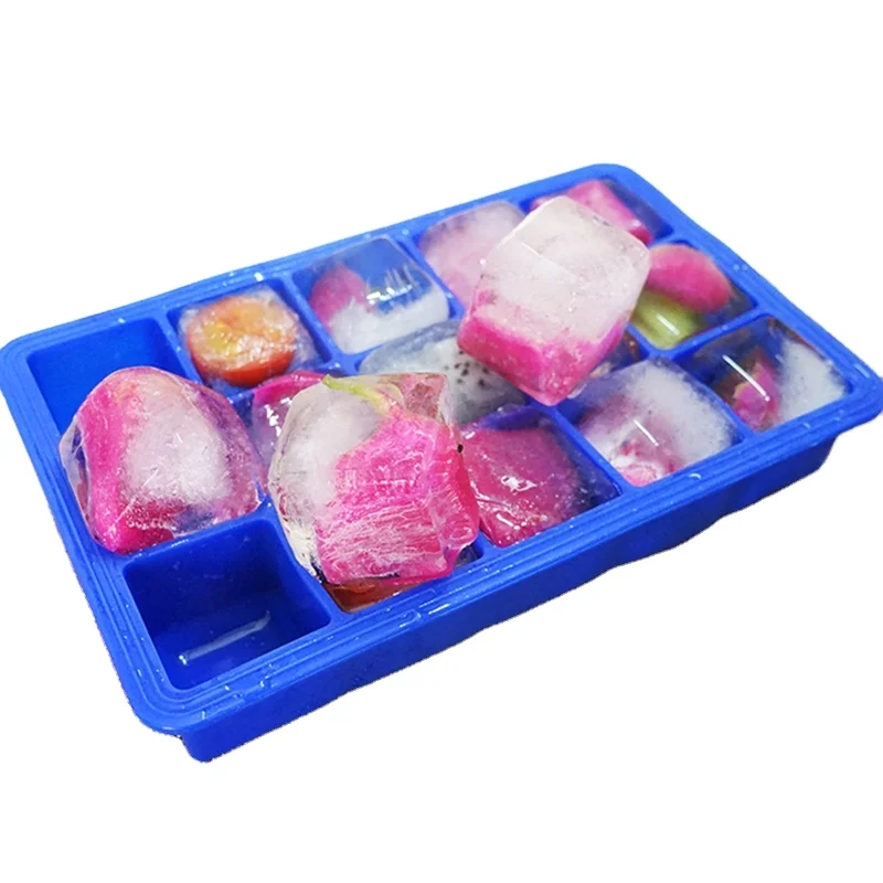Novelty Eco-friendly 15 Cavity Flexible Silicone Ice Cubes Block Tray Mold For Whiskey Cold Drinking