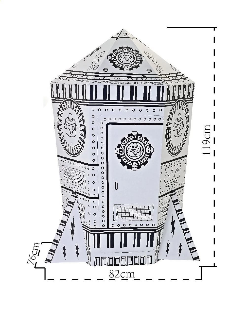 DIY Cardboard Playhouse Rocket Educational Kids Art and Craft for Indoor Outdoor Color Draw Doodle Graffiti Play Set