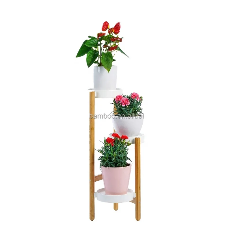 Planter Display Storage Shelf Home Plant Stand Indoor Outdoor - Flower Pot Holder Bamboo Plant Rack Organizer
