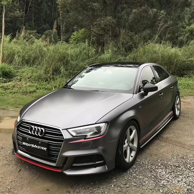 TSAUTOP 1.52*18m Dark Grey satin metallic car vehicle wrap vinyl material