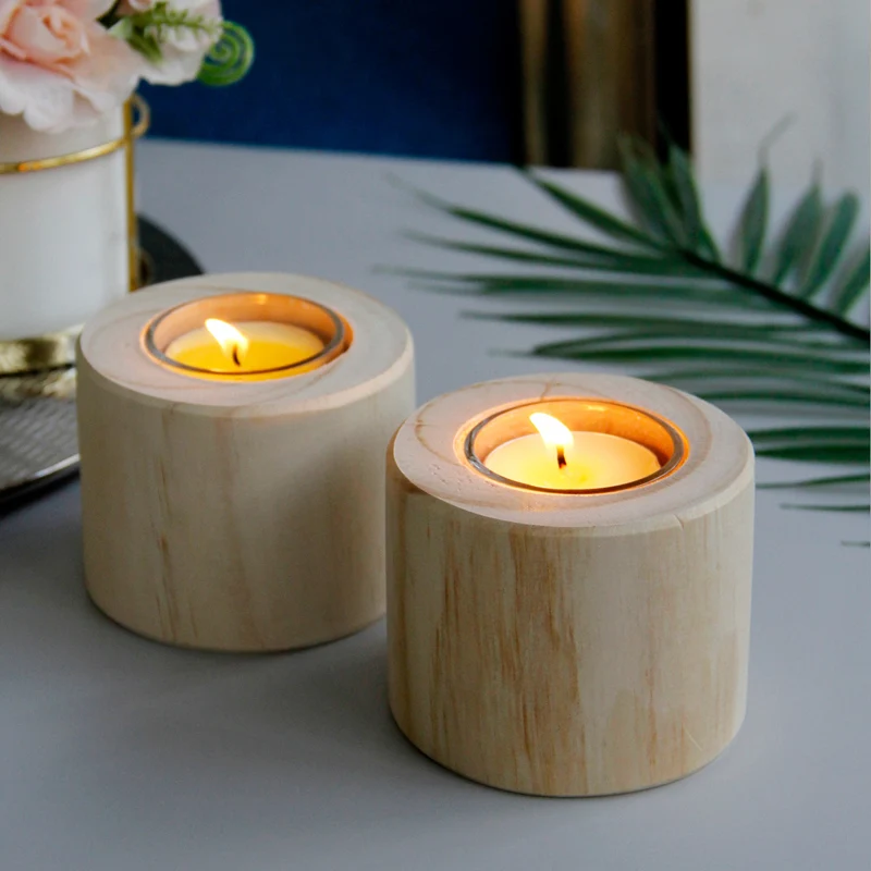 2021 Hot New Tealight CandleHolder Elegant Simple Wooden Candlesticks For Table And Home Decorative