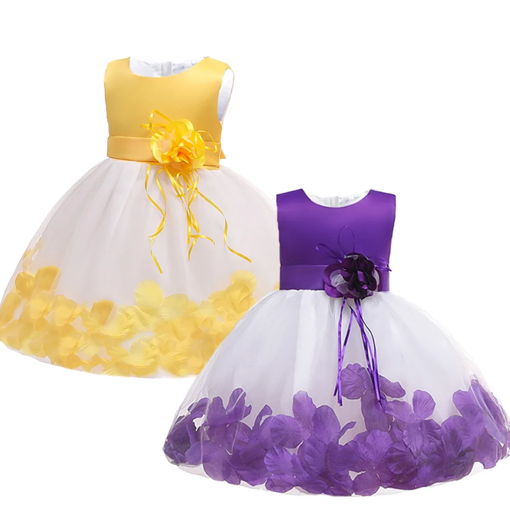 Latest fashion beautiful sleeveless elegant flower princess birthday party children kid baby girl design of casual dresses