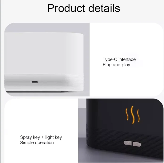 Biumart Flame Aroma Diffusers Aromatherapy Humidifier Ultrasonic Essential Oil Diffusor Electric Mini Fire Lamp LED Night Light