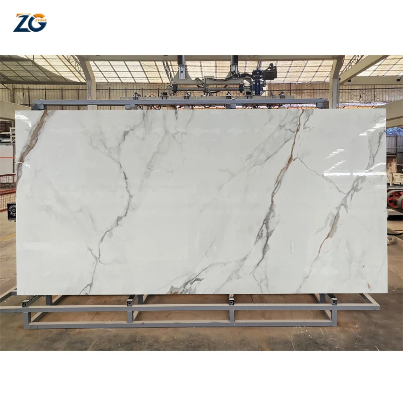 ZGSTONE White Kitchen Countertop Super Porcelain Sintered Stone Artificial Marble Big Slab Ceramic Tile Wall Floors For Bathroom