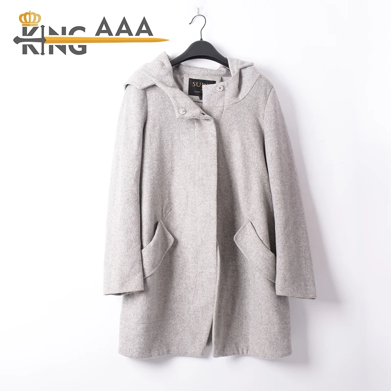 Bulk Second Hand Clothes Germany Coat Used Women Quality Branded Lady Long Fit Double-sided woolen Coat