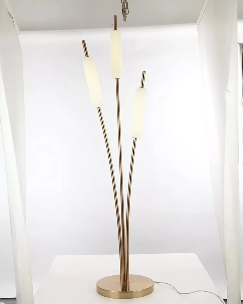 Modern Floor lamp Luxe Gold Metal Glass shade Floor Lamp decor mall living room