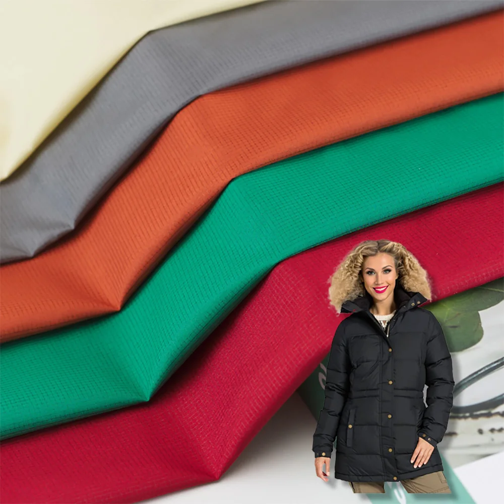 30D polyester pongee 0.1 grid smooth water-repellent sports jackets casual wear down jackets cotton clothes fabrics patterns