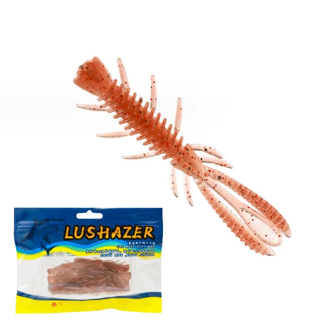 Wholesale 15Pcs/Bag 6cm/1.6g Shrimp-shaped Downfishing Soft Fishing Lures Double Tail Soft pipi Shrimp Artificial baits