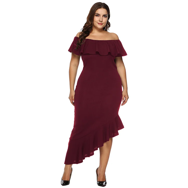 
2020 New Design Casual Women Flounce Design Sexy Dress Skirt Suit Dresses Summer Loose Square Collar Chiffon Plain Dyed Adults 