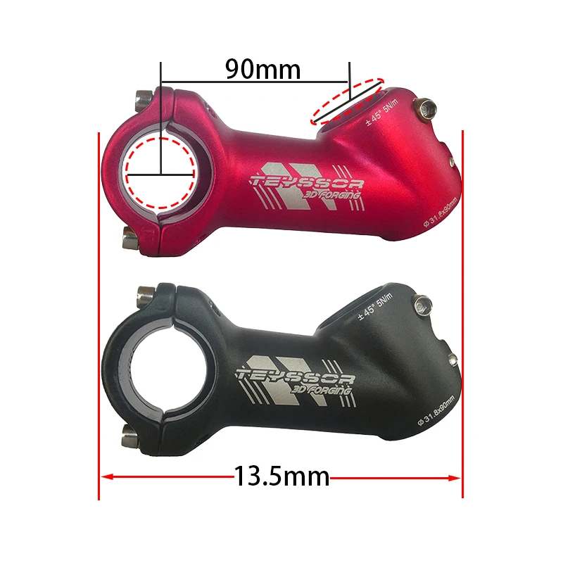 31 8 MTB Stem 45 градусов 90 мм горный велосипедный для 1 25 дюймового руля дорожного велосипеда Fixie Gear DH
