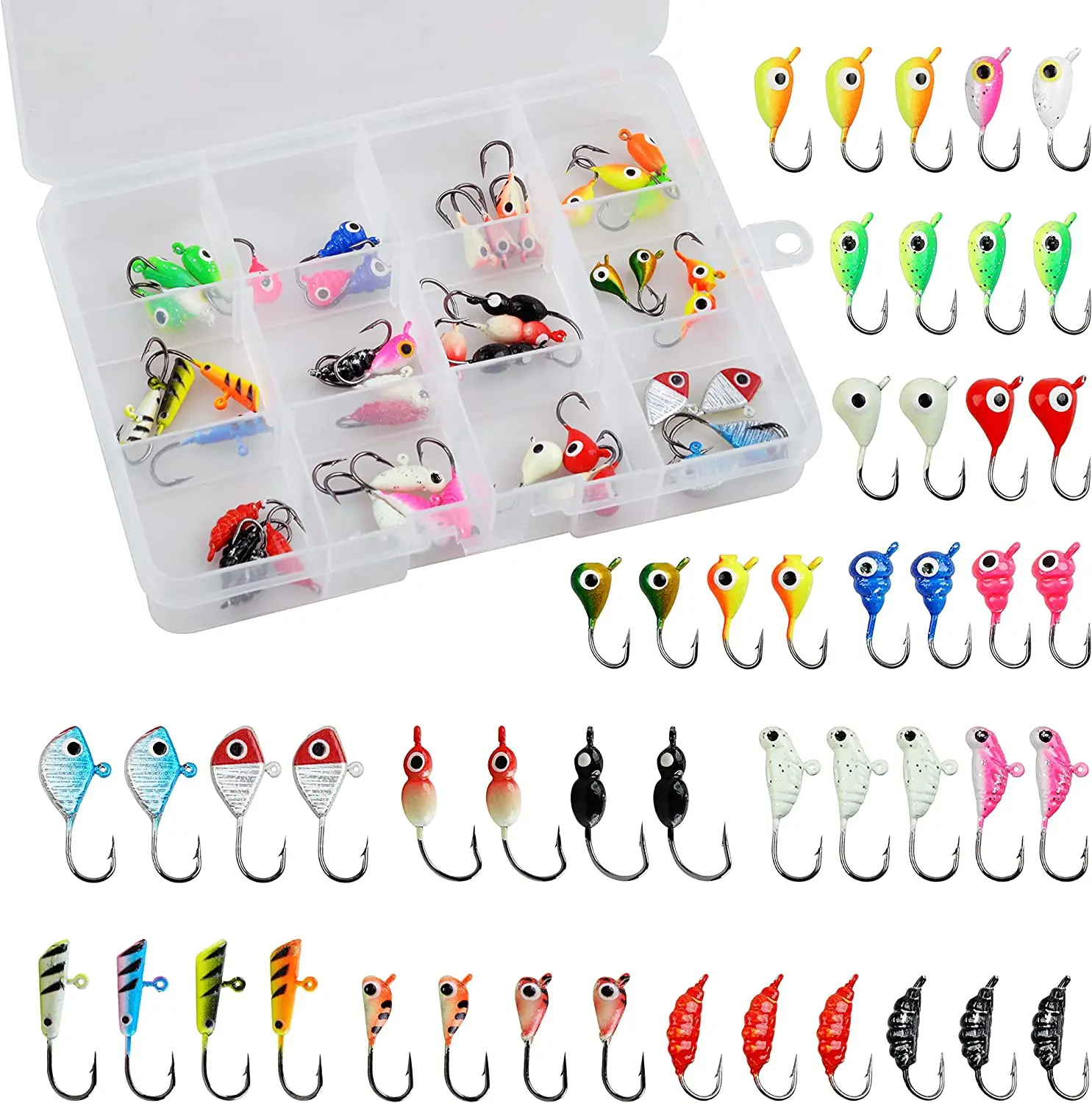 Ice Fishing Jigs Kit Ice Fishing Lures for Walleye Perch Jigs Heads for Ice Fishing Tackle Panfish Crappie Jigs