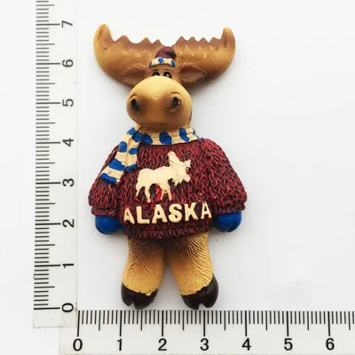 Creative Alaska Cultural Tourism Souvenir Stereotypical Hand Painted Decorative Refrigerator Magnet Resin Refrigerator Magnets