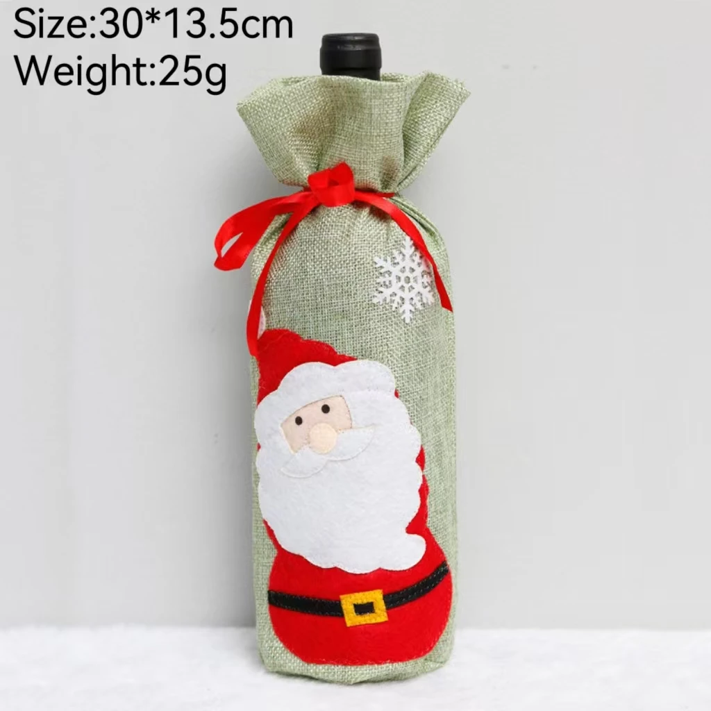 Hot Selling Fabric Cute Christmas Party Wine Bottle Decor Dining Table Festival Wine Decorative Bag