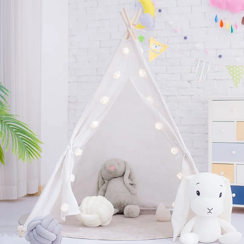 High quality 100% Canvas Cotton Tipi Children Tent House Cotton Round Dome Yurt For Playing Game
