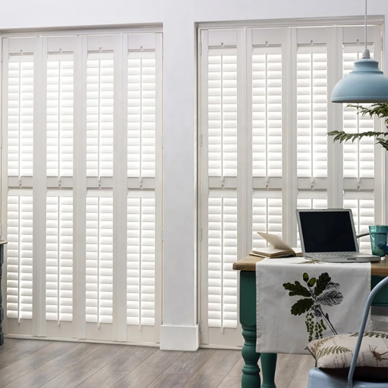 China Factory OEM Various Colors Timber Wood Sale Natural Plantation Blinds Wooden Window Shutters Real Wood Shutters