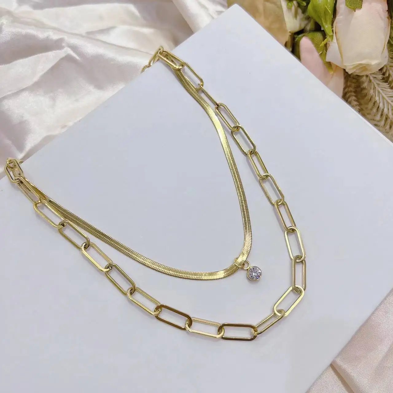 Trendy butterfly Heart star Dainty titanium Stainless steel multilayer Chian necklace High polish color preserving Collar jewels