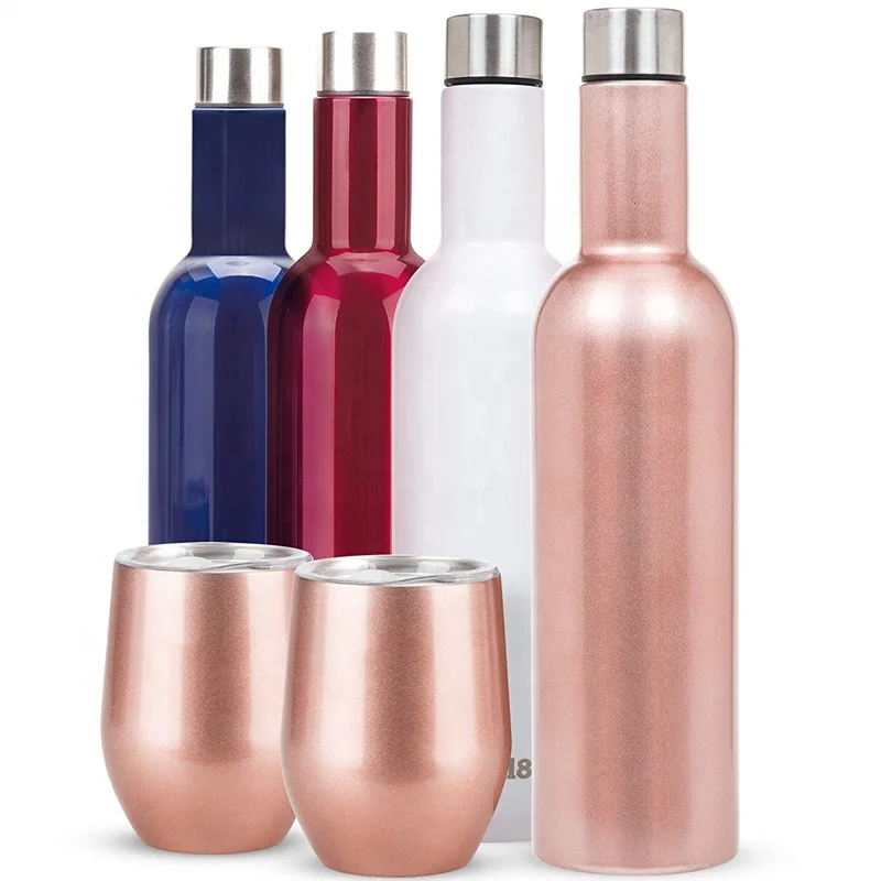 25oz Sublimation Blank Stainless Steel Set Design 750ml Wine Tumbler Set With Slide Lid Straw