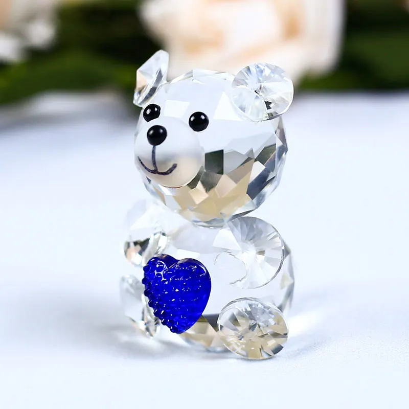 Wholesale Crystal Wedding Children Birthday Holiday Promotion Gifts Cute Bear Statue Souvenir Crystal Animal Crafts