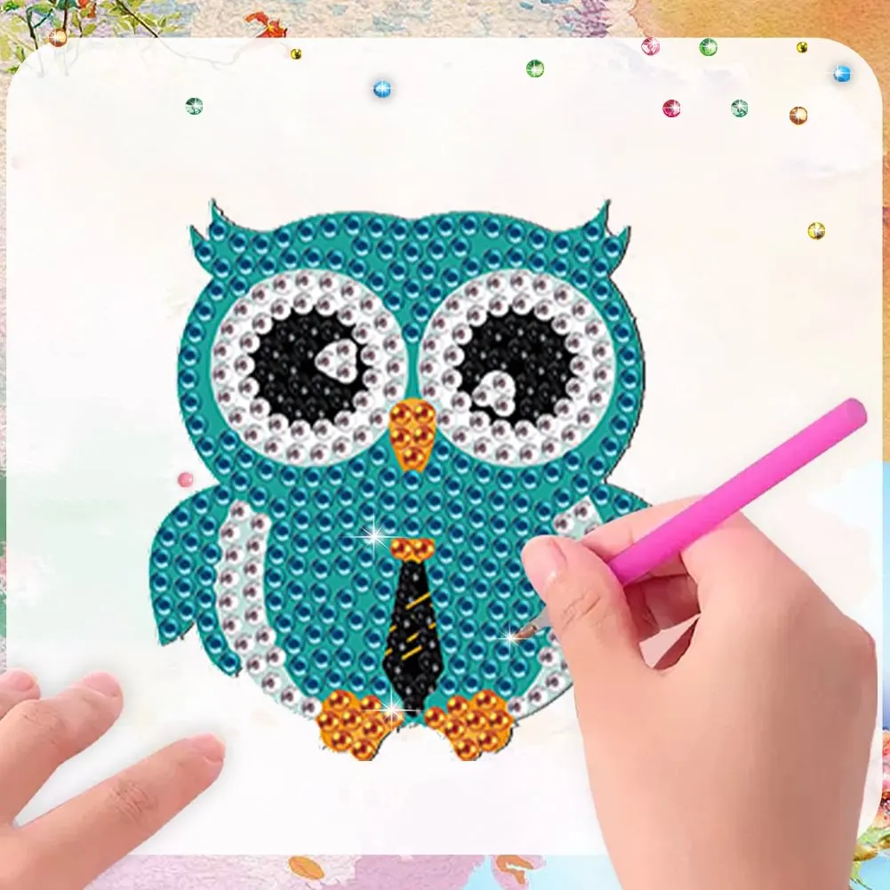 8Pcs Diamond Painting Owl Fridge Stickers  5D DIY Craft Magnet