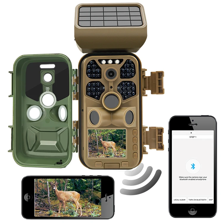 
2021 4K WIFI Hunting Camera APP Control Real Time Animal Monitor with Solar Panel 