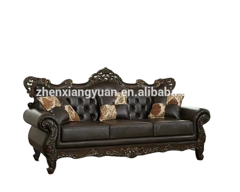 2021 домашняя мебель, деревянный классический резной диван из искусственной кожи, античный диван