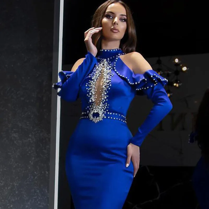 Indian Rhinestone Luxury Chest Hollow Strapless Moroccan Wedding Kitenge Long Dress Mermaid Train Designs for African Women