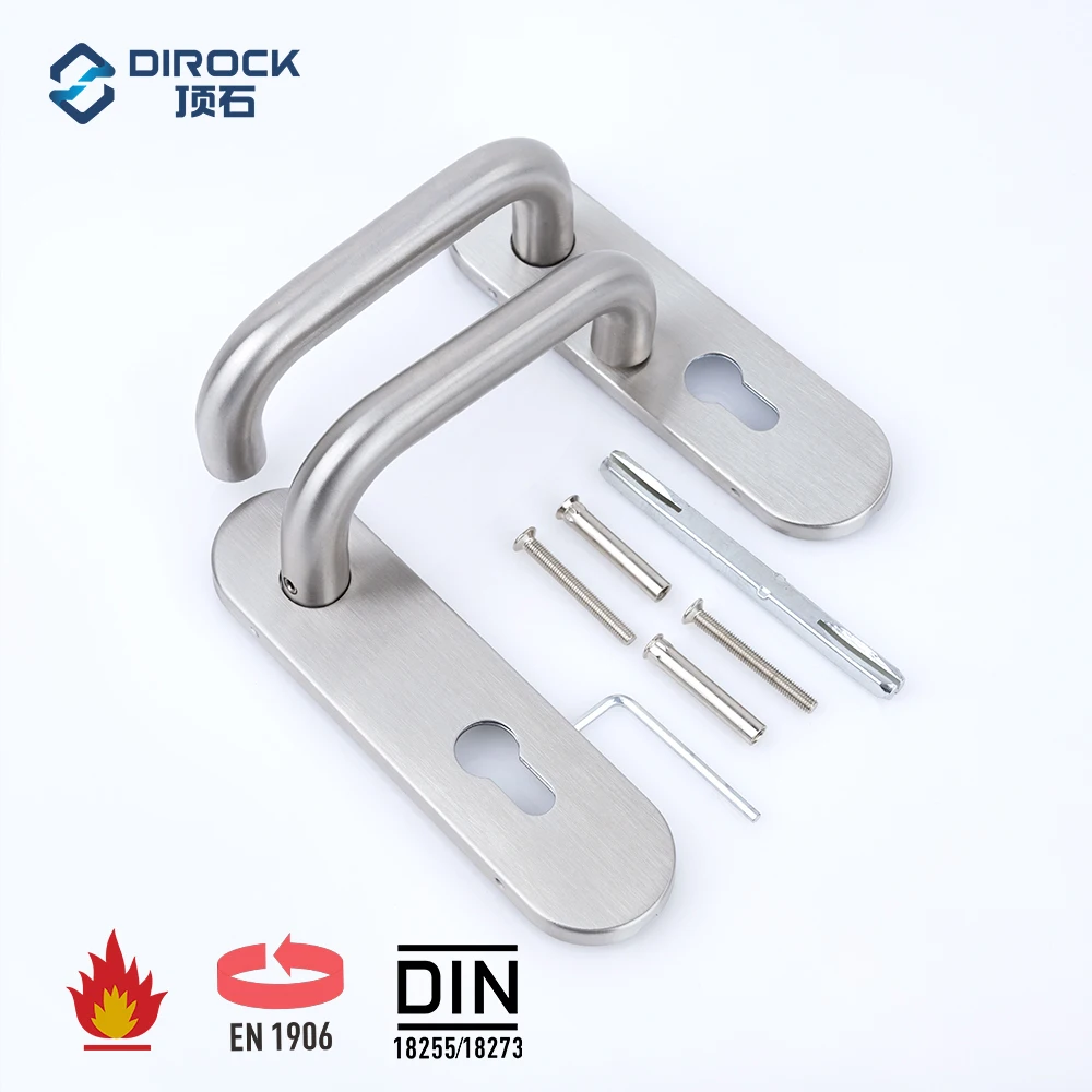 Fire door used 72mm center distance stainless steel wooden door plate handle Door Lever Long Plate