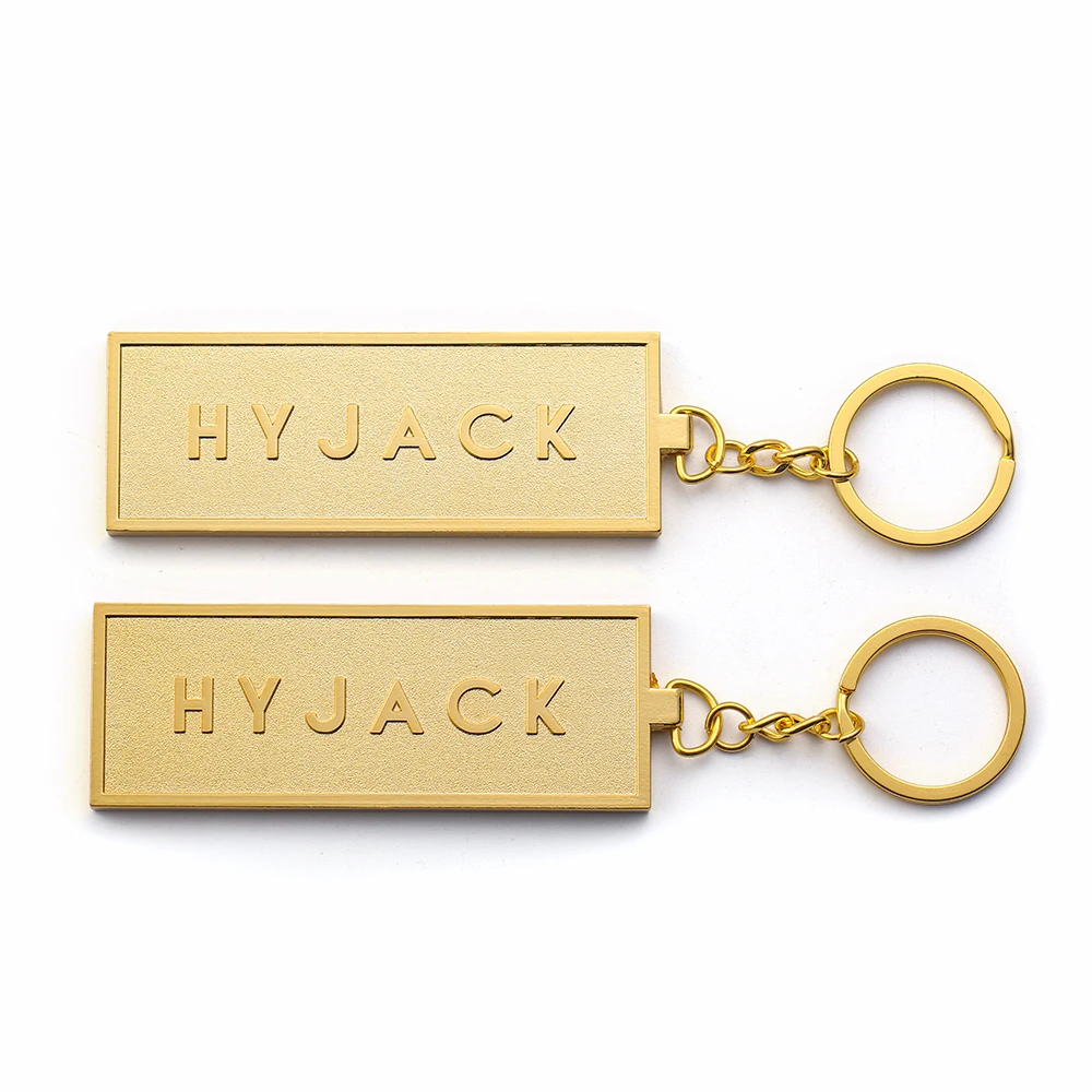 custom gold plate logo keychain for engrave