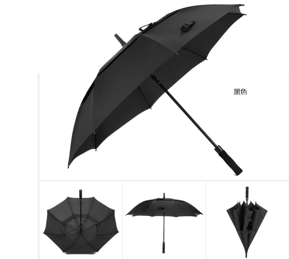 best Umbrella Wholesale Custom Logo big Double Canopy Vented Windproof Umbrella Automatic Open Straight Golf Umbrella with logo