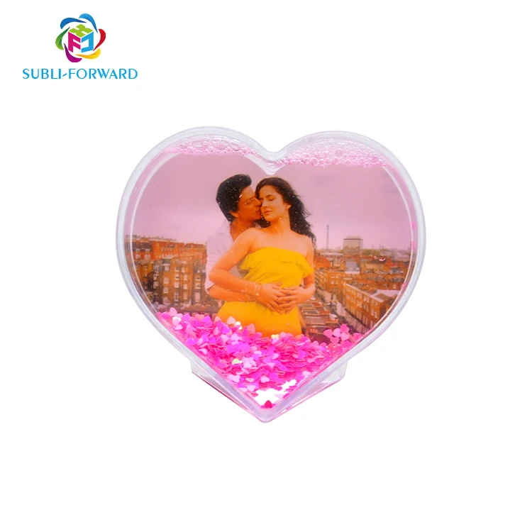 Hot Sales  Sublimation Blank Custom Acrylic Heart Photo Frame with Liquid