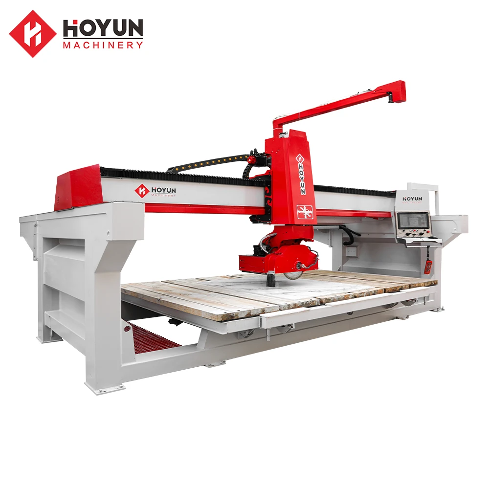 Hongyi machinery 4 Axis Bridge Saw cut to size sintered stone countertop cutting machine for ceramic tiles slab granite marble